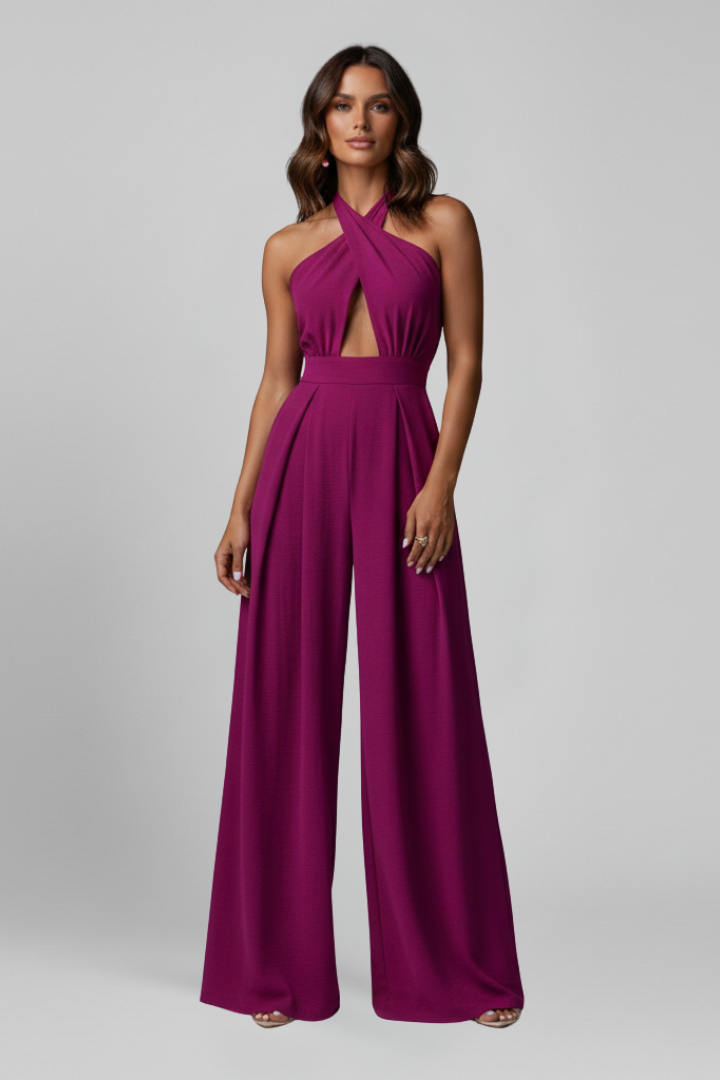 Women’s Jumpsuit with Halter Neck and Cut-Out Detail