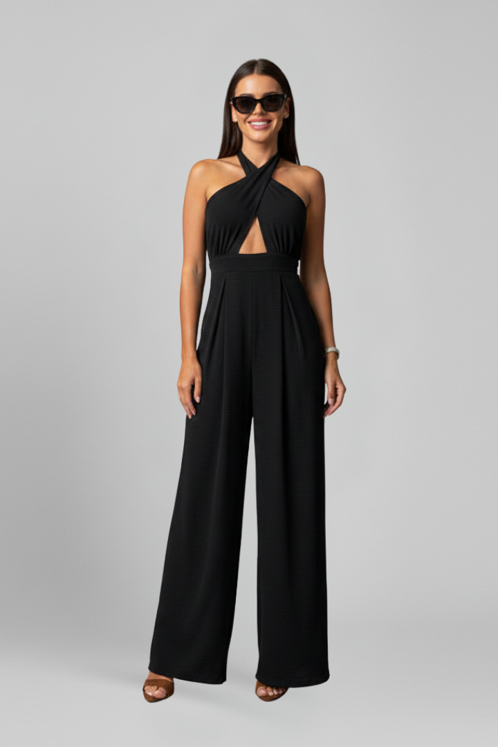 Women’s Jumpsuit with Halter Neck and Cut-Out Detail