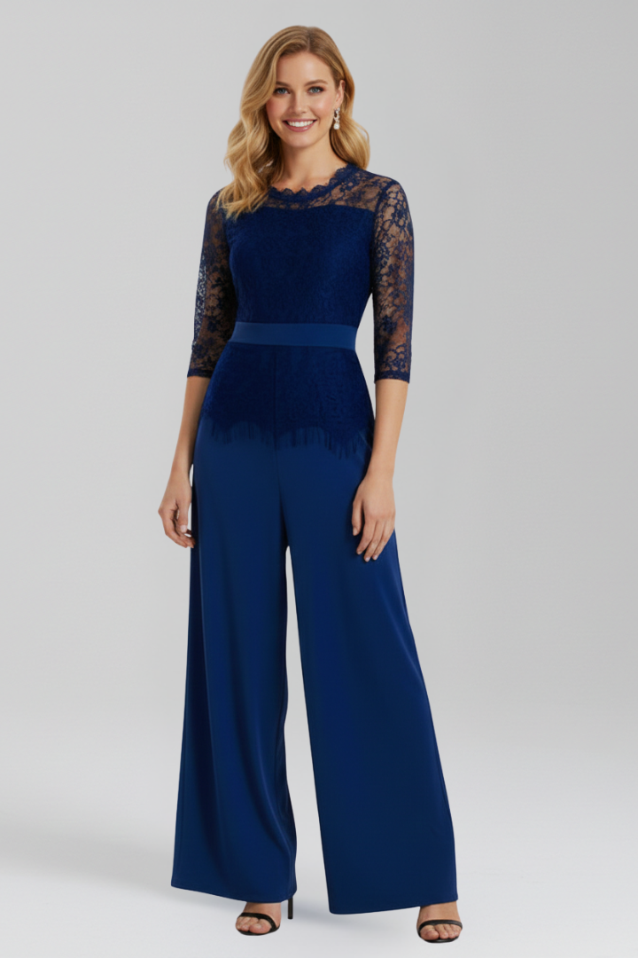 Women’s Jumpsuit with Lace Sleeves and Wide Legs