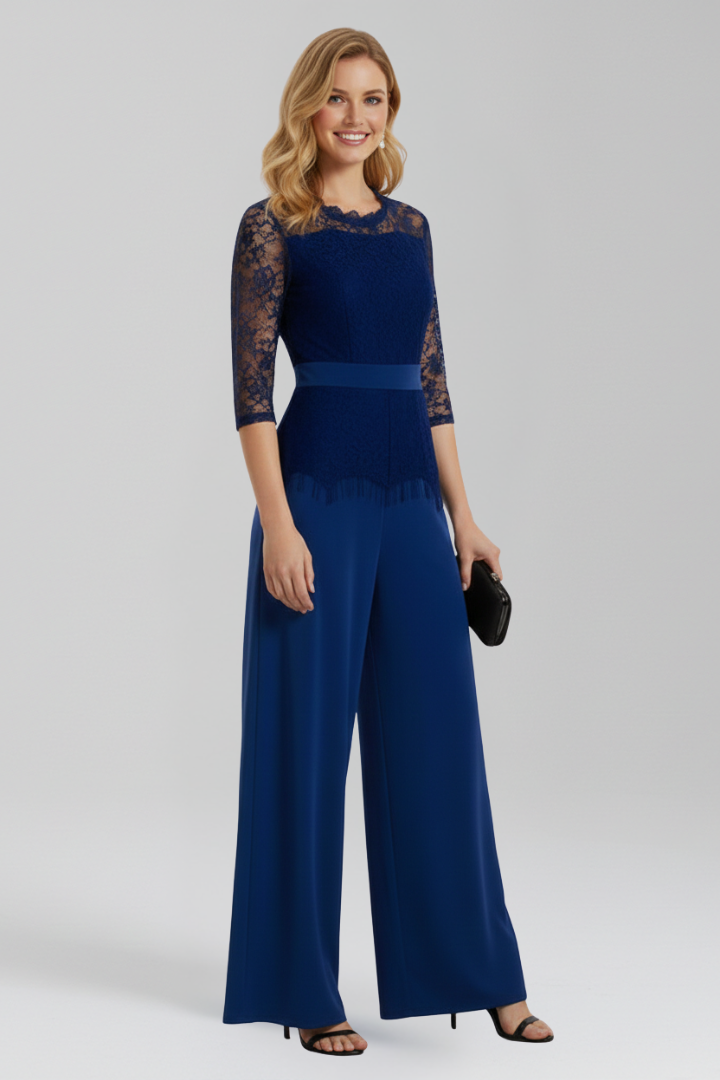 Women’s Jumpsuit with Lace Sleeves and Wide Legs