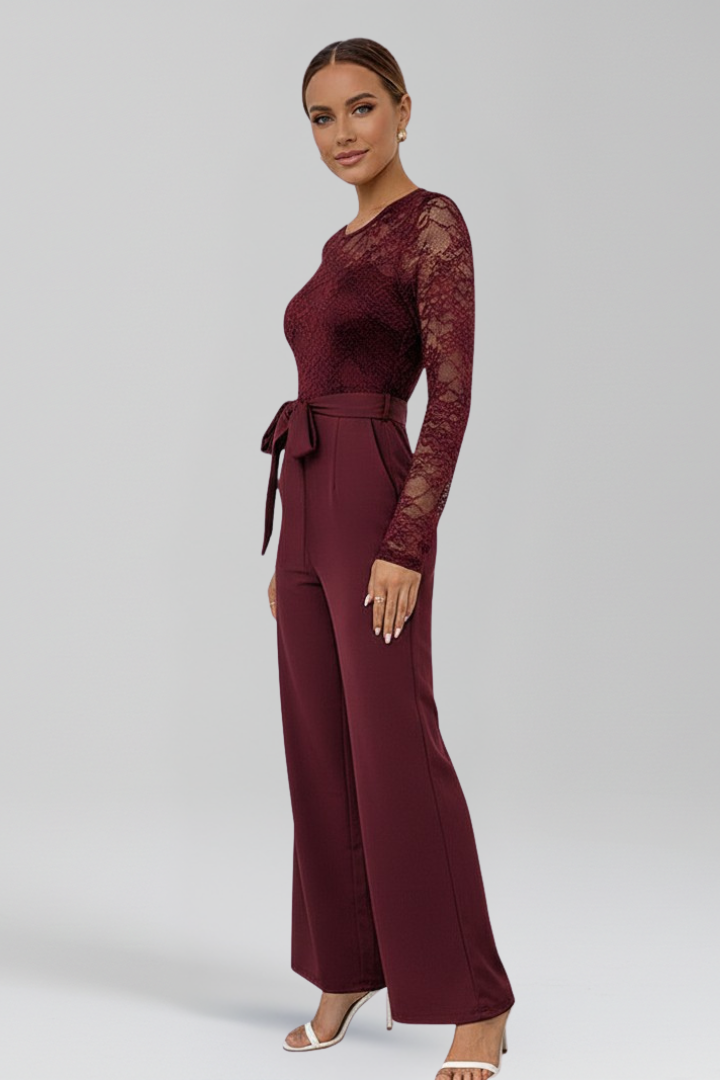 Women’s Jumpsuit with Lace Top and Wide Legs
