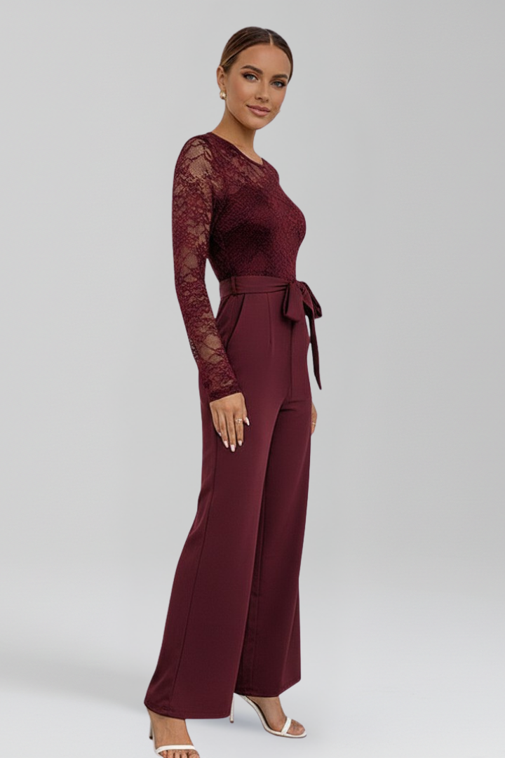 Women’s Jumpsuit with Lace Top and Wide Legs