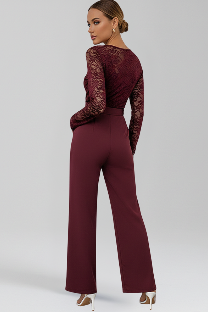 Women’s Jumpsuit with Lace Top and Wide Legs