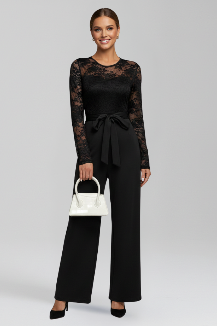 Women’s Jumpsuit with Lace Top and Wide Legs