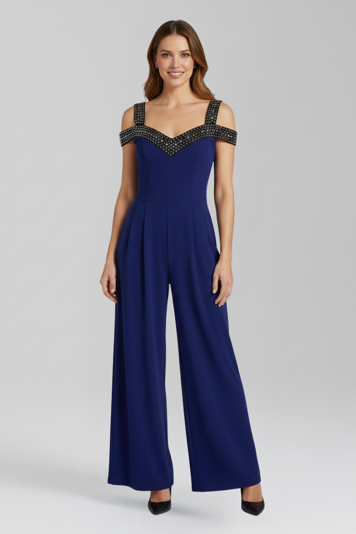 Women’s Jumpsuit with Off-Shoulder Neckline and Wide Legs