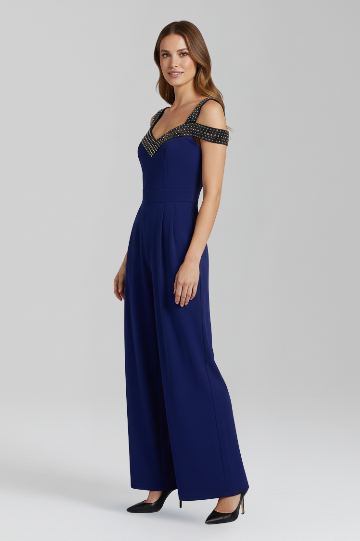 Women’s Jumpsuit with Off-Shoulder Neckline and Wide Legs