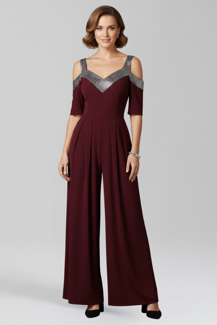 Women’s Jumpsuit with Off-Shoulder Neckline and Wide Legs