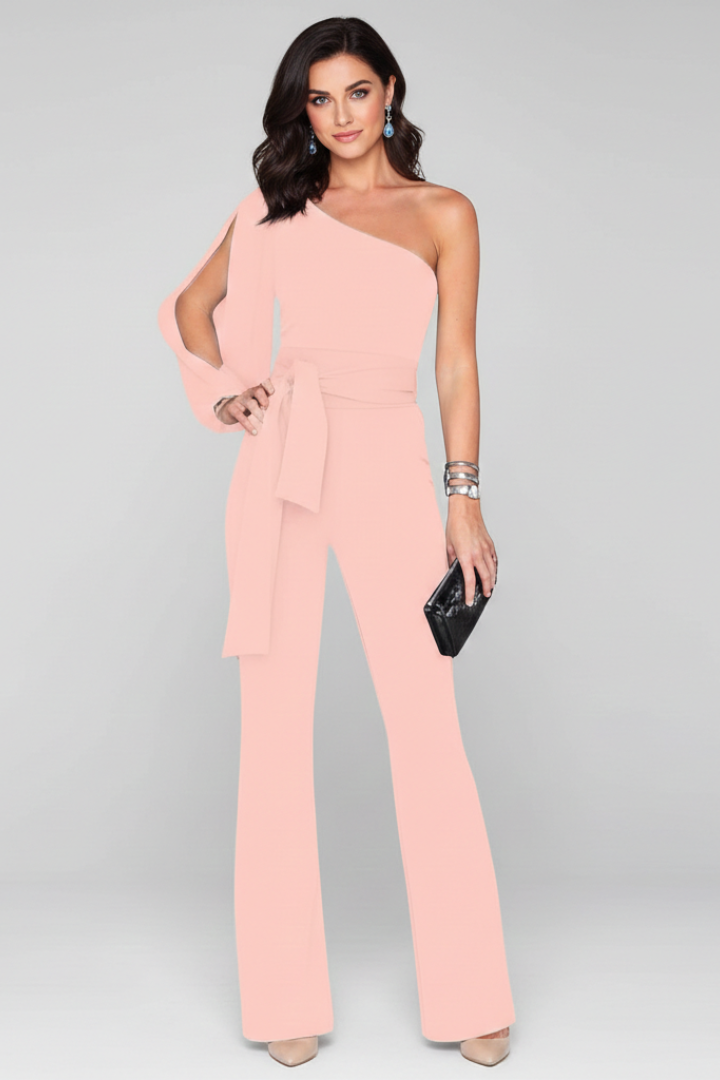 Women’s Jumpsuit with One Shoulder and Long Sleeve