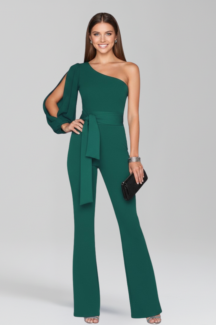 Women’s Jumpsuit with One Shoulder and Long Sleeve