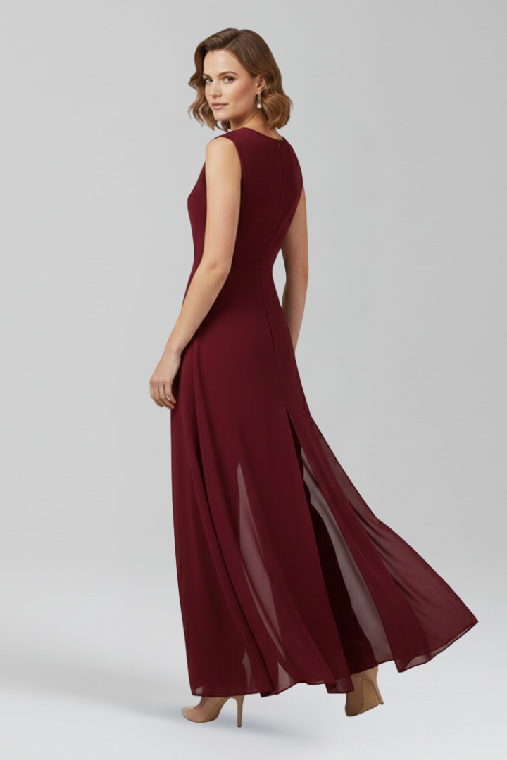 Women’s Jumpsuit with Round Neckline and Wide Legs