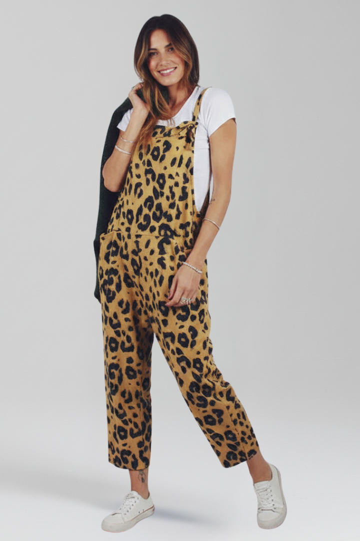 Women’s Jumpsuit with Scoop Neckline and Printed Surface
