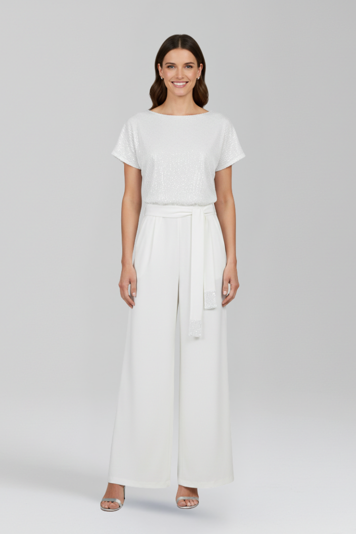 Women’s Jumpsuit with Sequined Top and Wide Legs