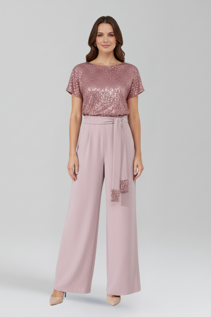 Women’s Jumpsuit with Sequined Top and Wide Legs