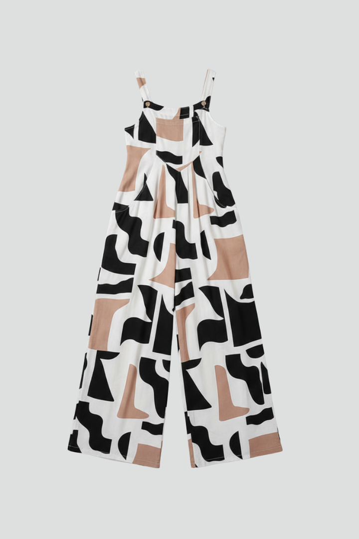Women’s Jumpsuit with Spaghetti Straps and Printed Surface