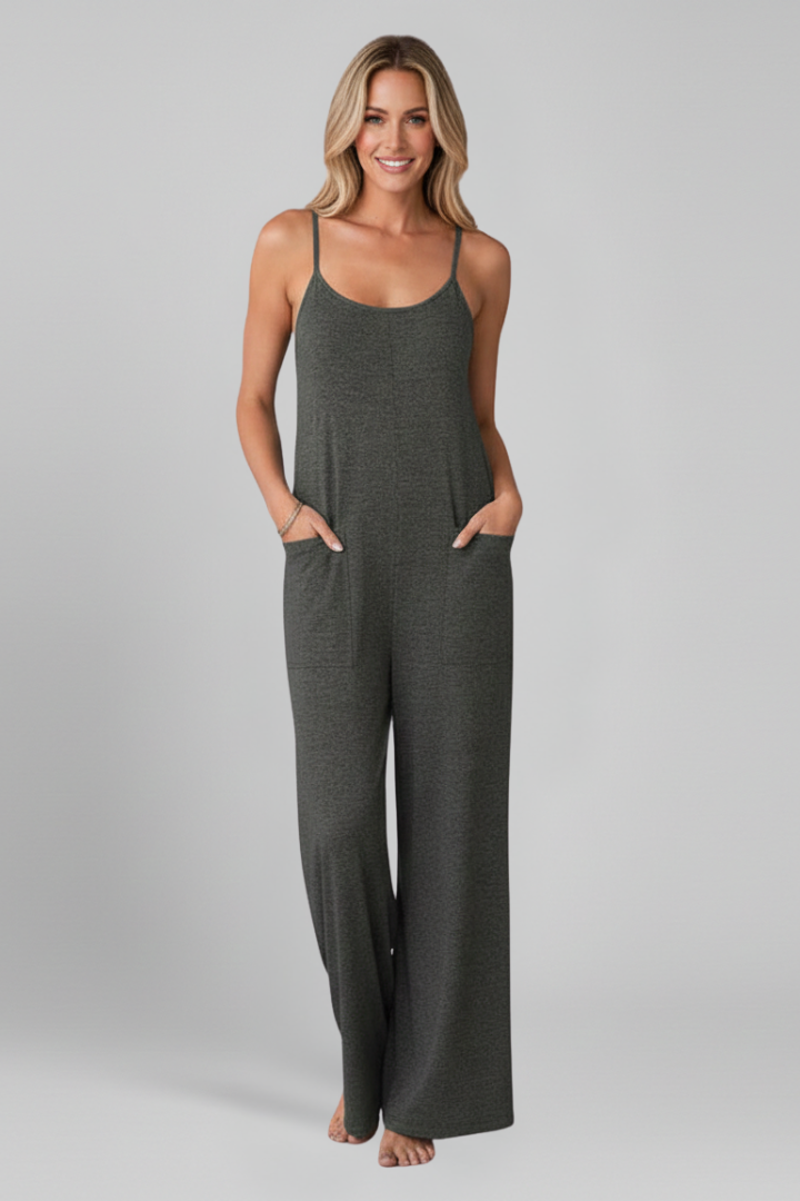 Women’s Jumpsuit with Spaghetti Straps and Side Pockets