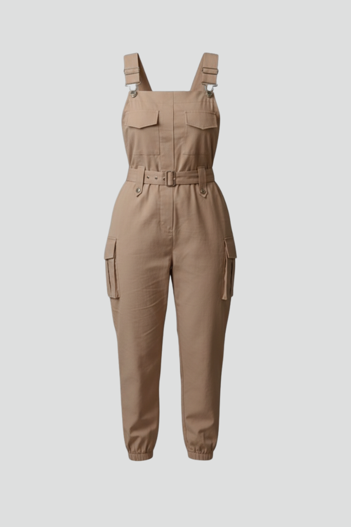 Women’s Jumpsuit with Square Neckline and Adjustable Straps