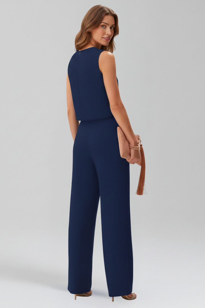 Women’s Jumpsuit with Stand Collar and Wide Legs