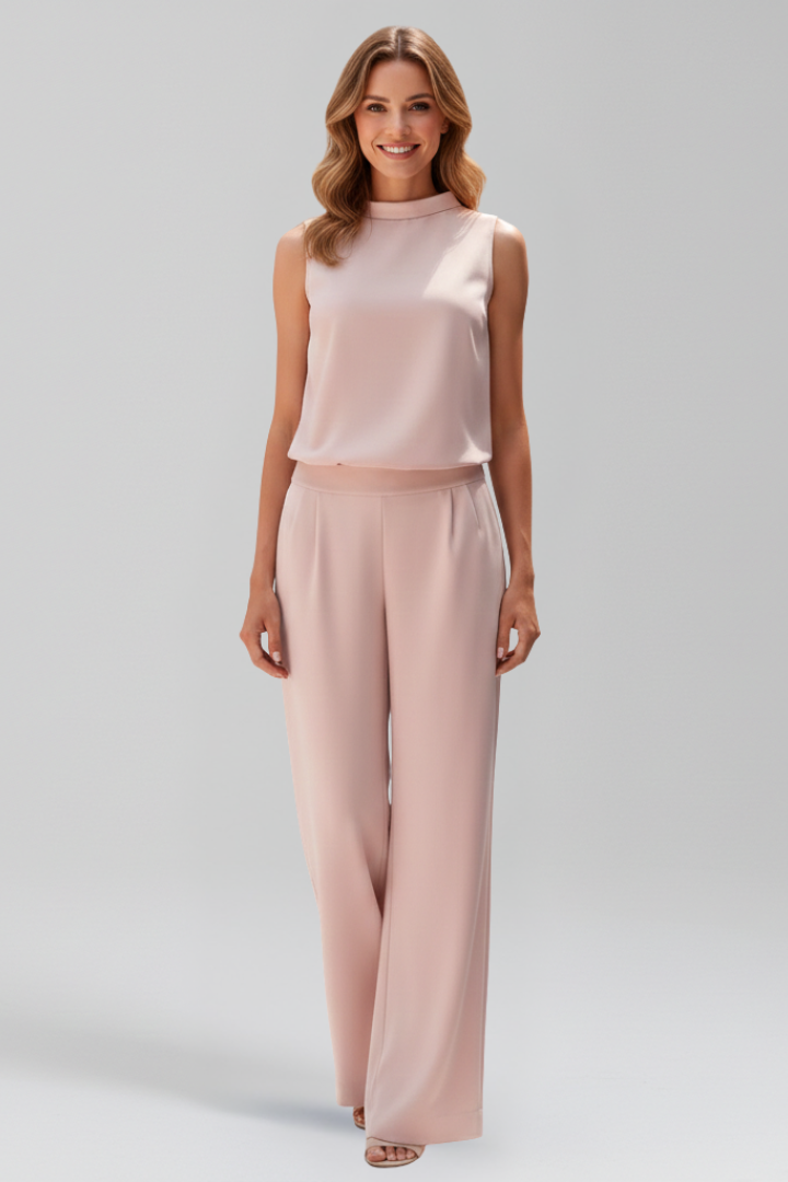 Women’s Jumpsuit with Stand Collar and Wide Legs