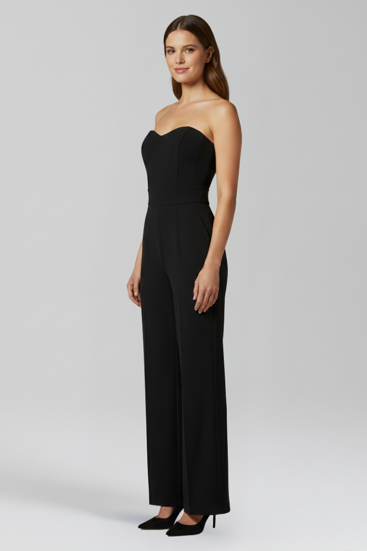 Women’s Jumpsuit with Strapless Neckline and Fitted Bodice