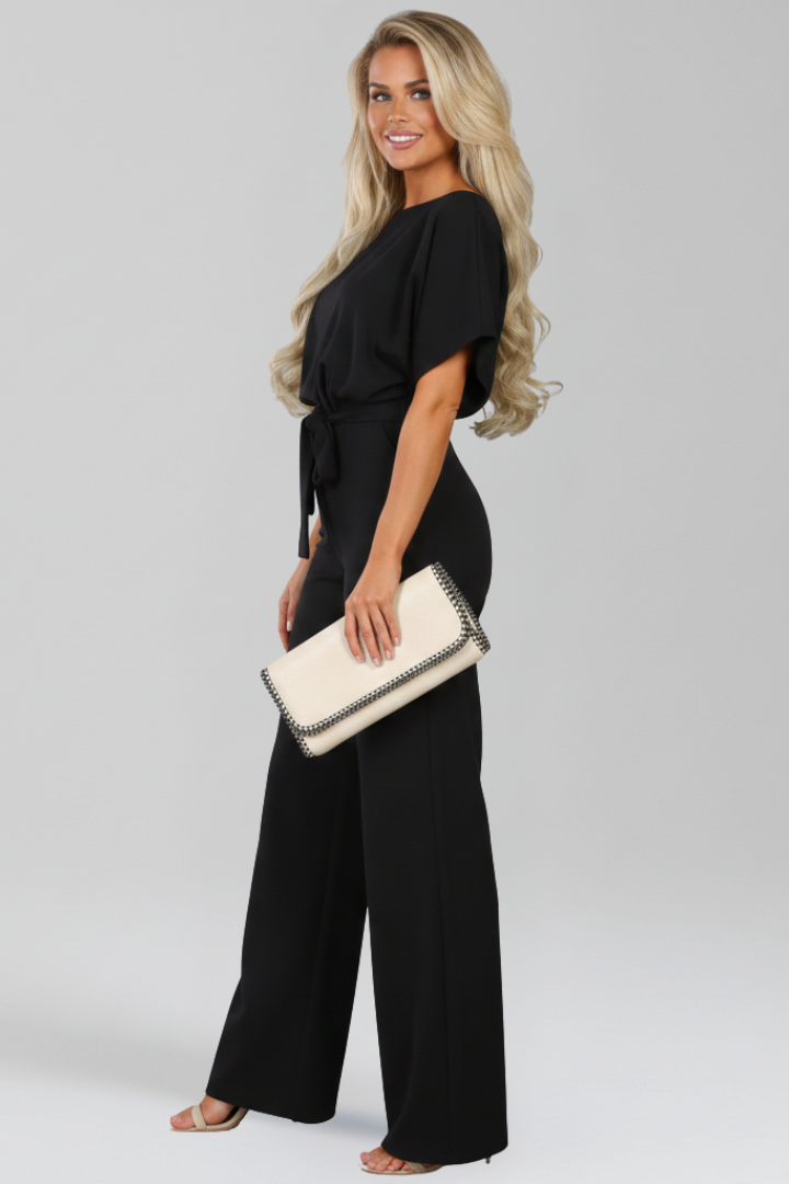 Women’s Jumpsuit with Tie Belt and Wide Legs