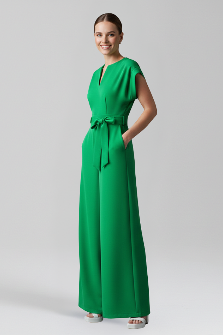 Women’s Jumpsuit with V-Neckline and Wide Legs