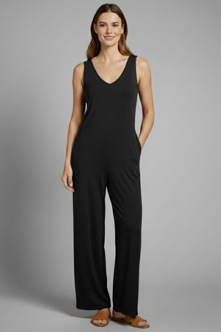 Women’s Jumpsuit with V Neckline and Sleeveless Cut