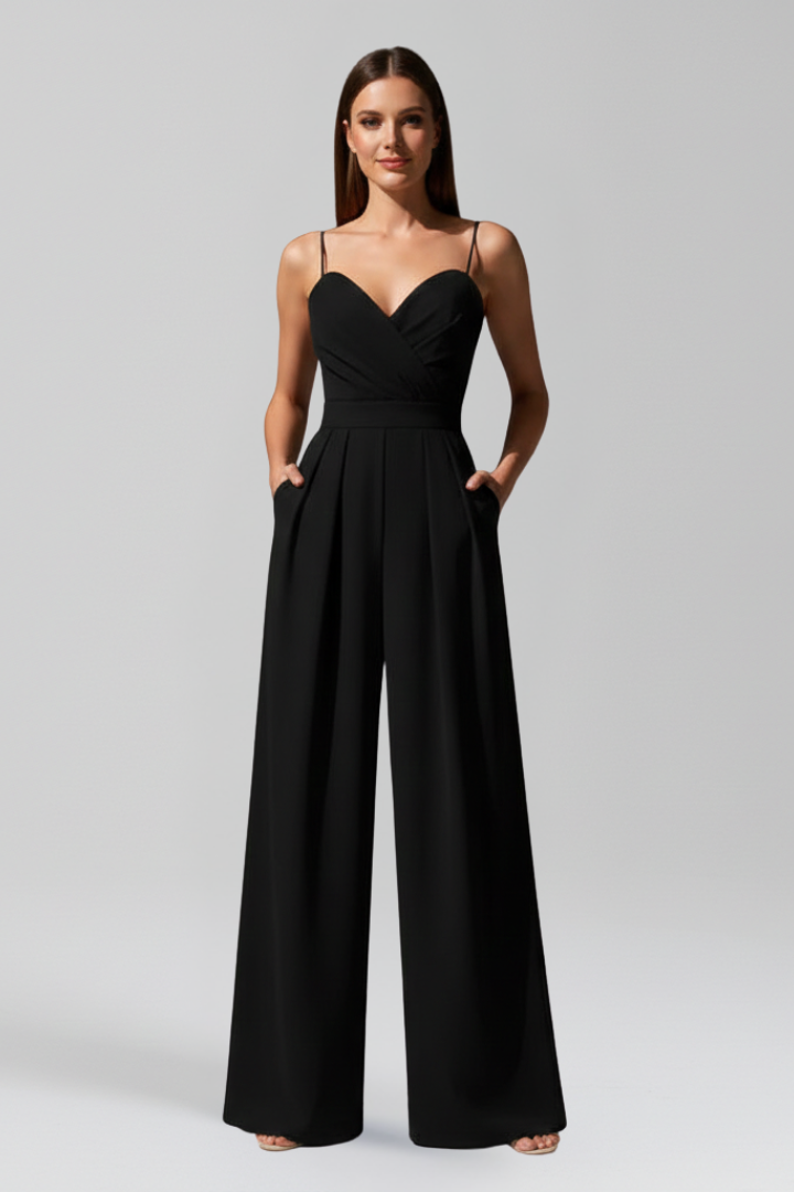 Women’s Jumpsuit with V Neckline and Wide Legs