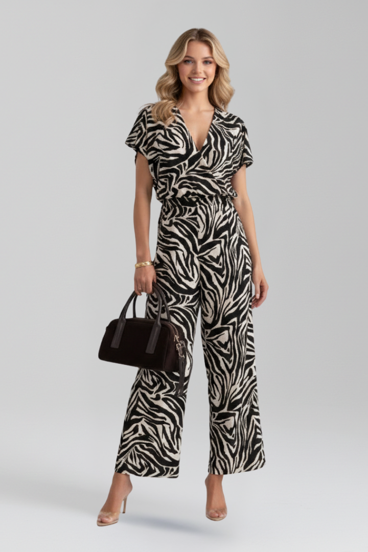 Women’s Jumpsuit with V Neckline and Wide Legs