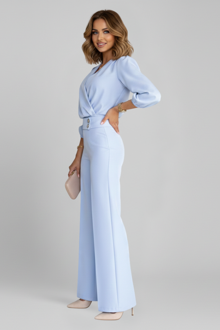 Women’s Jumpsuit with V Neckline and Wide Legs