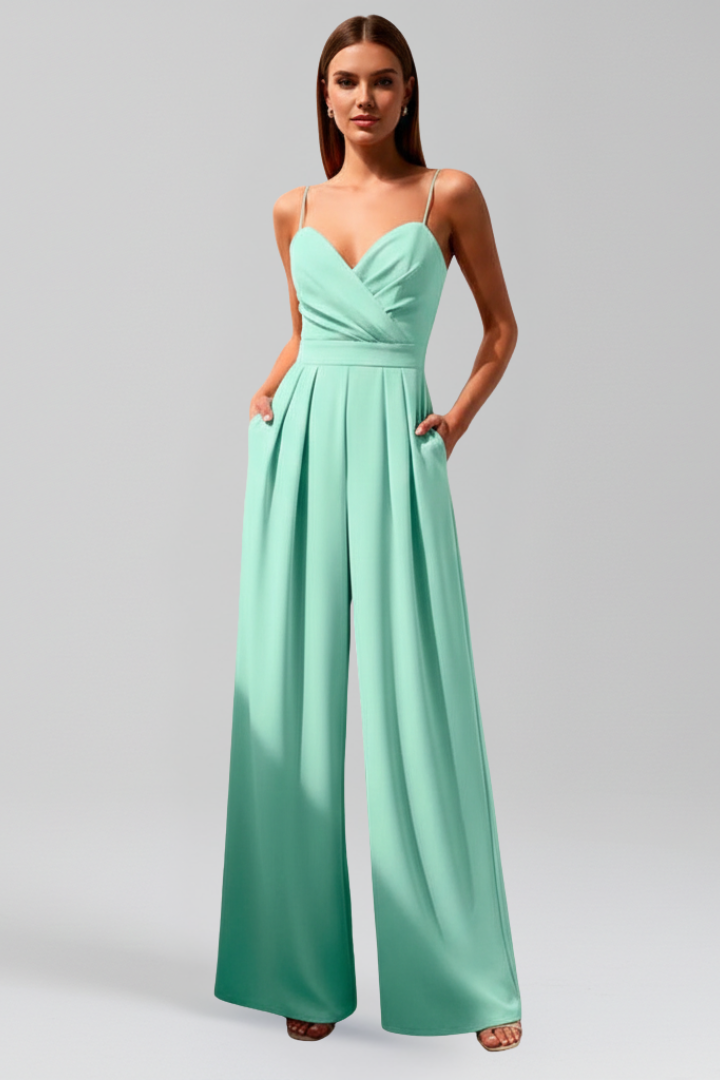 Women’s Jumpsuit with V Neckline and Wide Legs