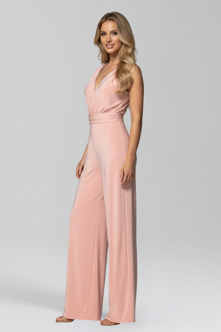 Women’s Jumpsuit with V Neckline and Wide Legs