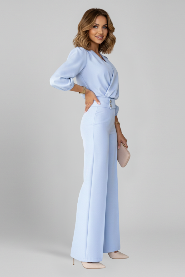 Women’s Jumpsuit with V Neckline and Wide Legs