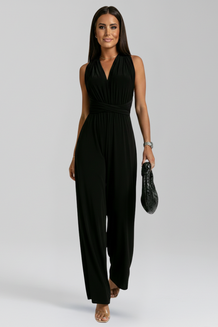 Women’s Jumpsuit with V Neckline and Wide Legs