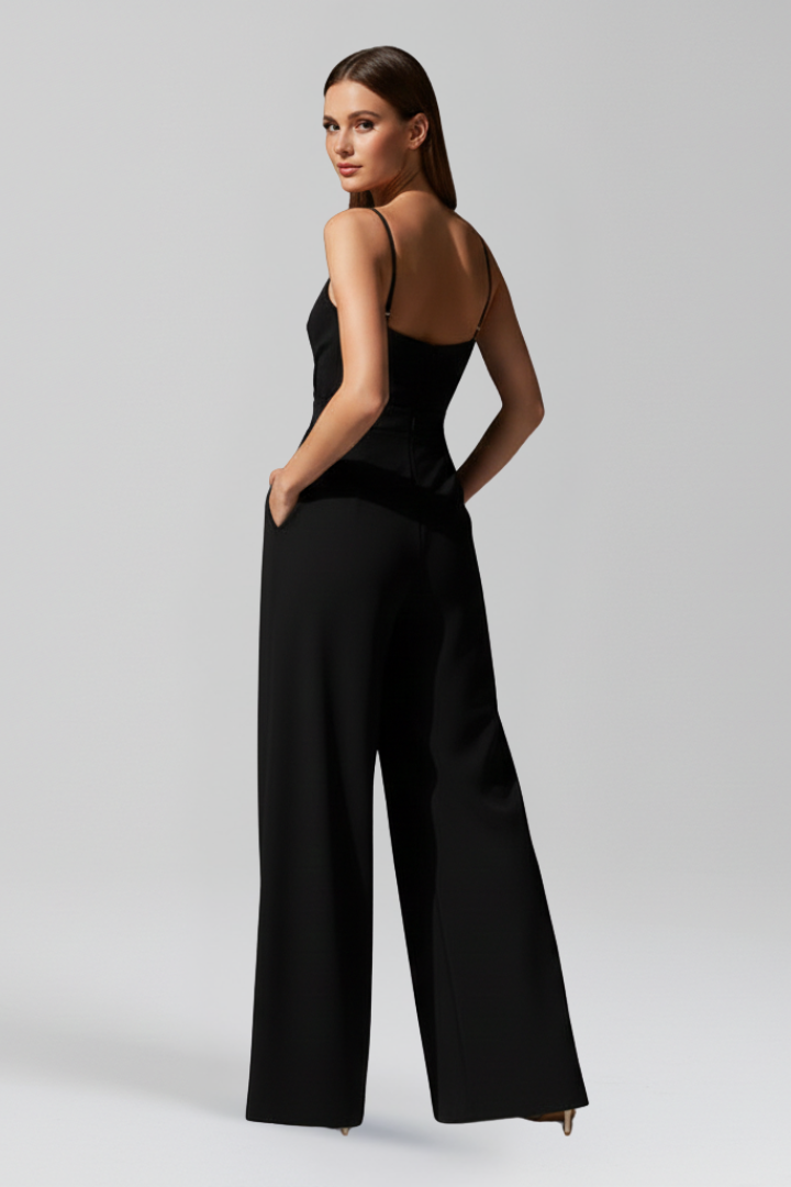Women’s Jumpsuit with V Neckline and Wide Legs