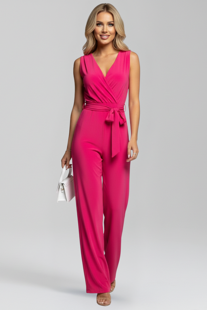 Women’s Jumpsuit with V Neckline and Wide Legs