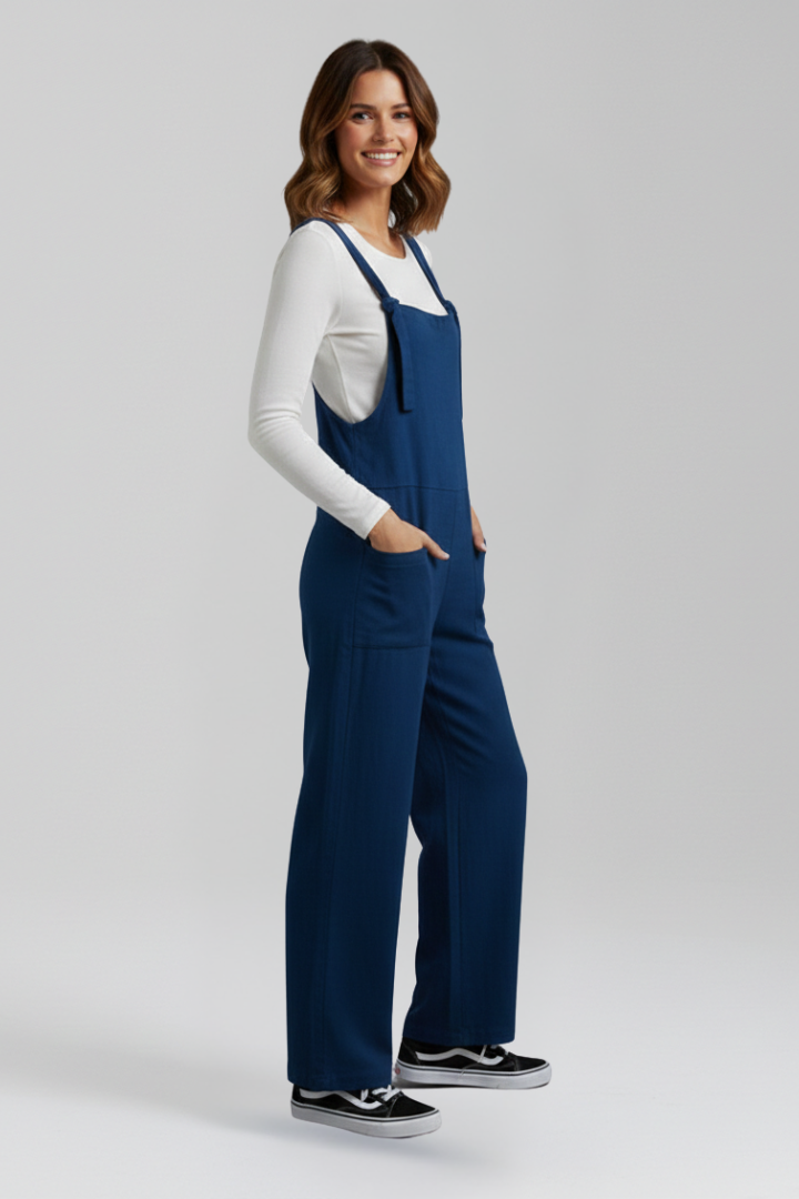 Women’s Jumpsuit with Wide Straps and Front Pockets