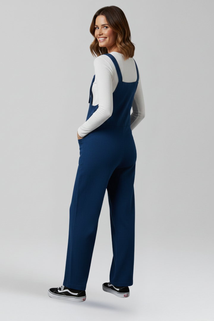 Women’s Jumpsuit with Wide Straps and Front Pockets