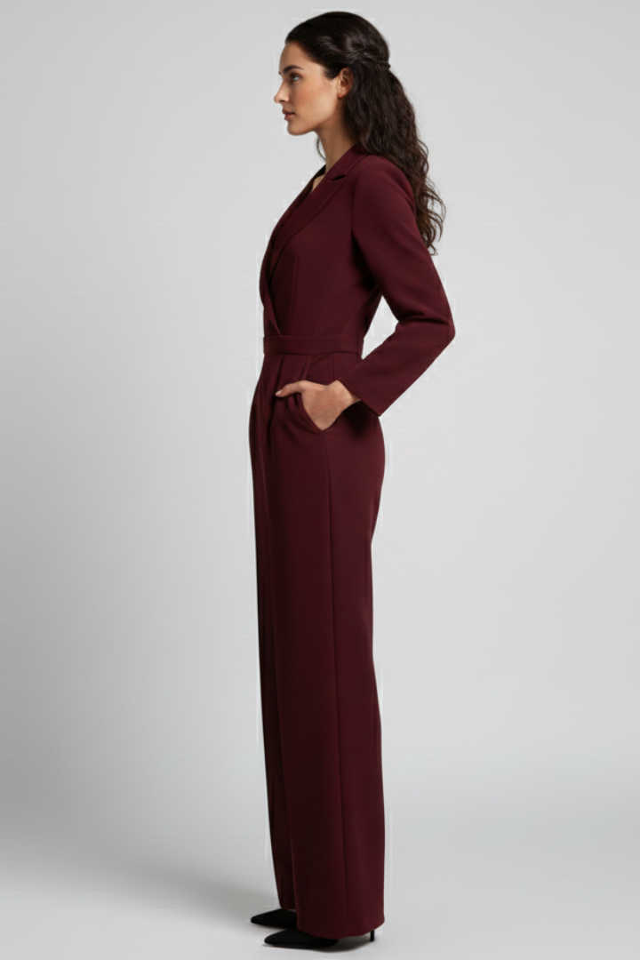 Women’s Jumpsuit with Wrap Front and Defined Waist