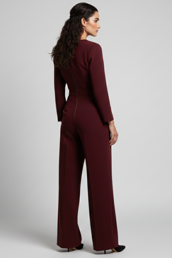 Women’s Jumpsuit with Wrap Front and Defined Waist
