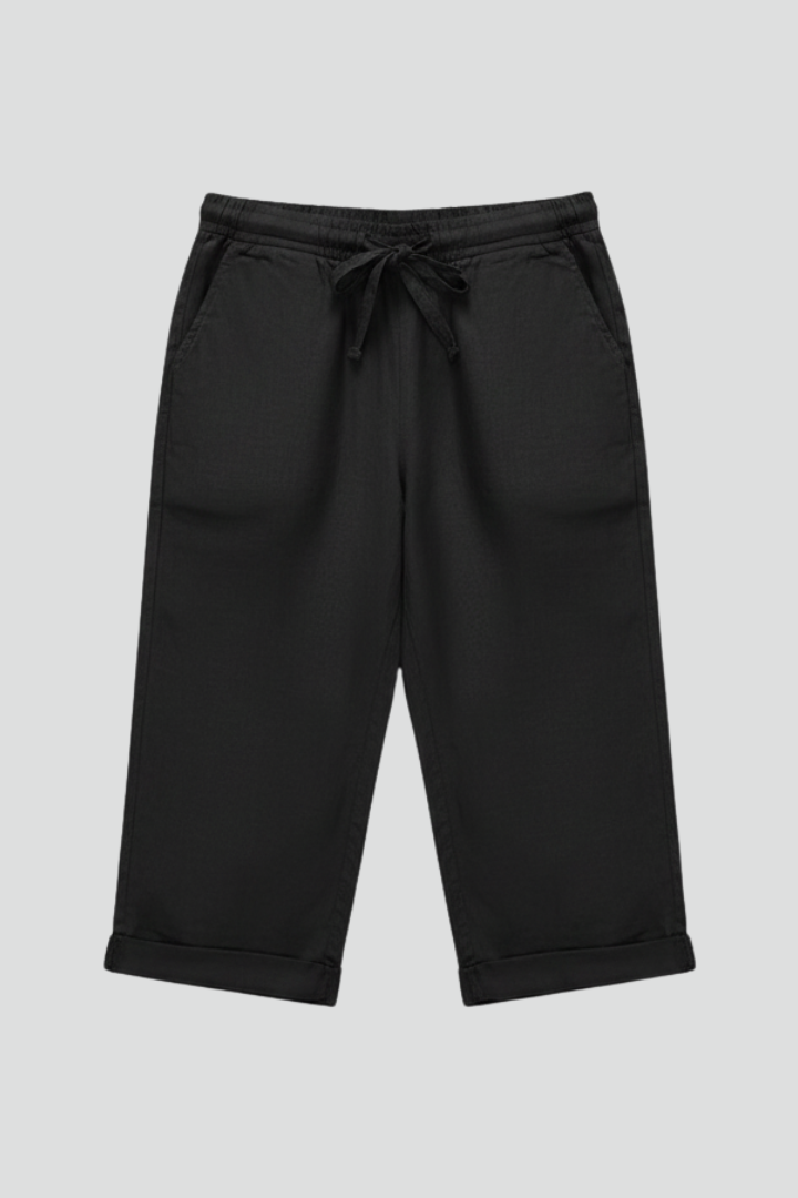 Women’s Knee-Length Trousers with High-Waisted Fit and Straight Legs