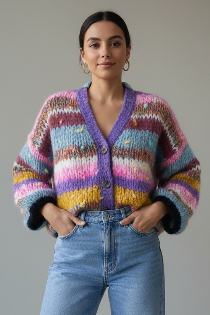 Women’s Knitted Cardigan with Open Front and Textured Finish