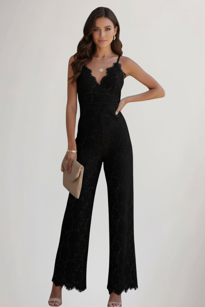 Women’s Lace V-Neck Sleeveless Jumpsuit