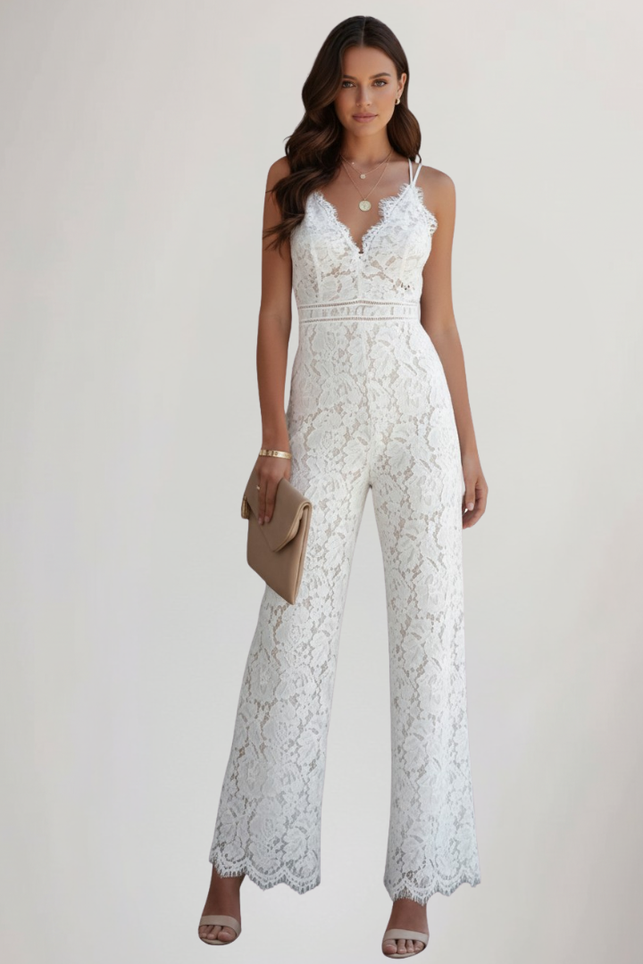Women’s Lace V-Neck Sleeveless Jumpsuit