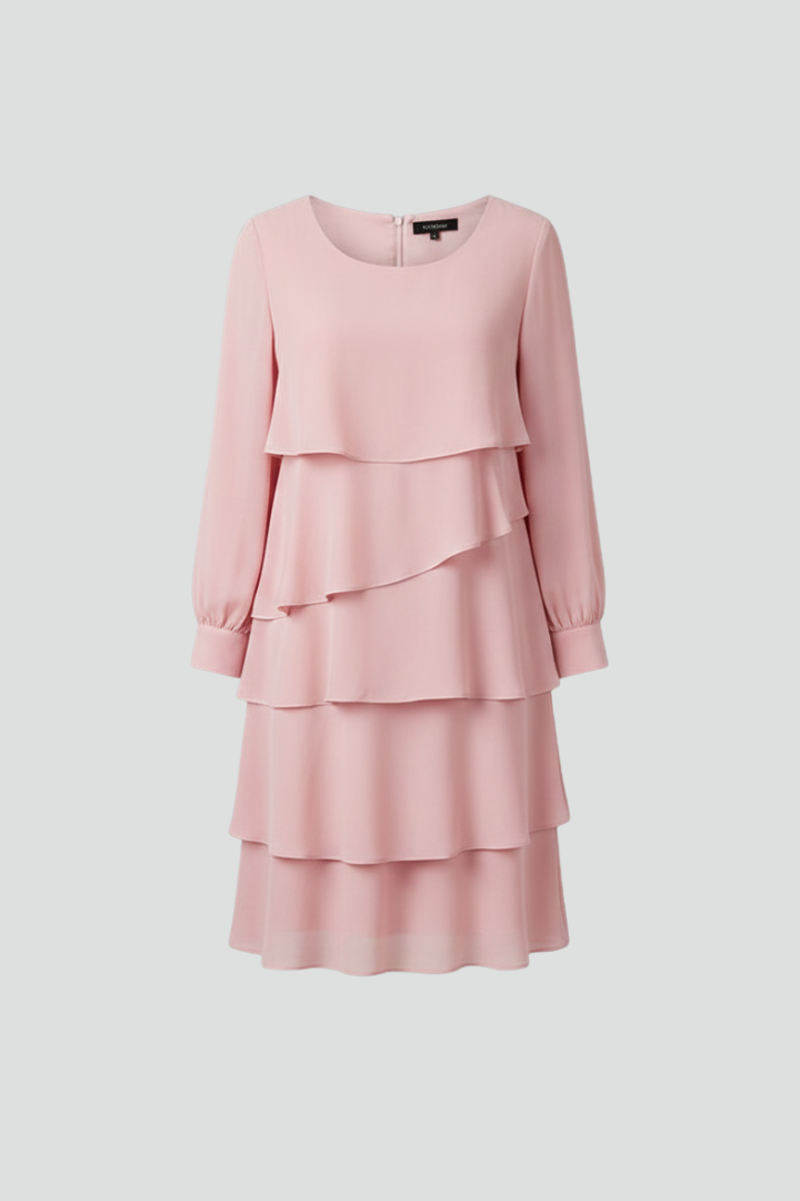 Women’s Layered Dress with Long Sleeves and Tiered Skirt