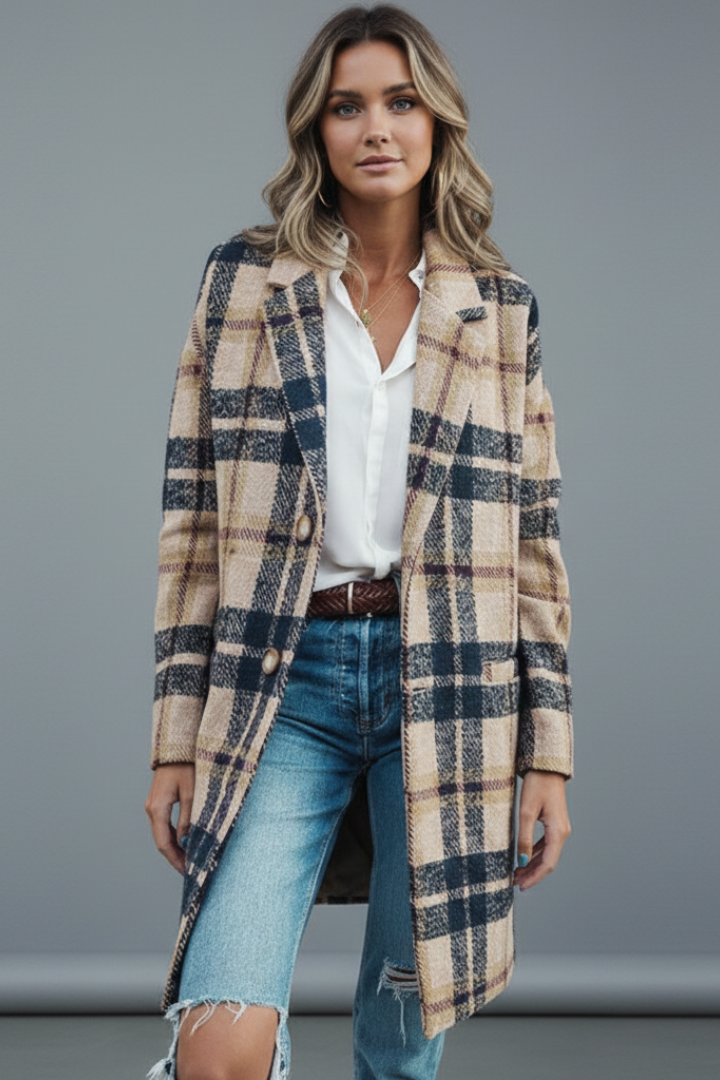 Women’s Long Coat with Buttons and Lapel