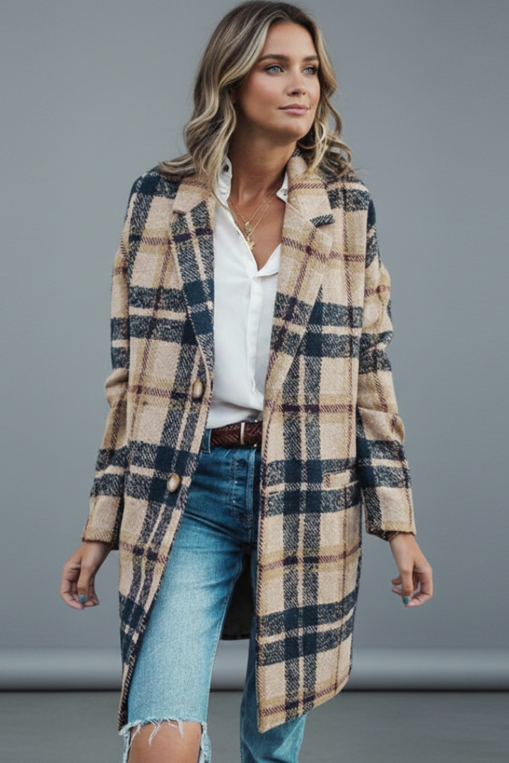 Women’s Long Coat with Buttons and Lapel