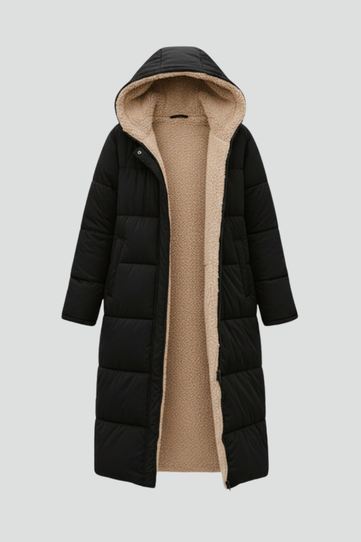 Women’s Long Coat with Hood and Zip