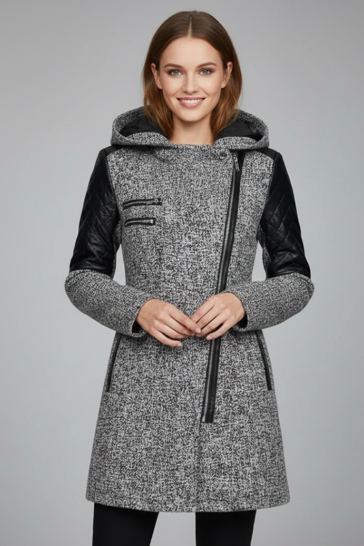 Women’s Long Coat with Hood and Zip