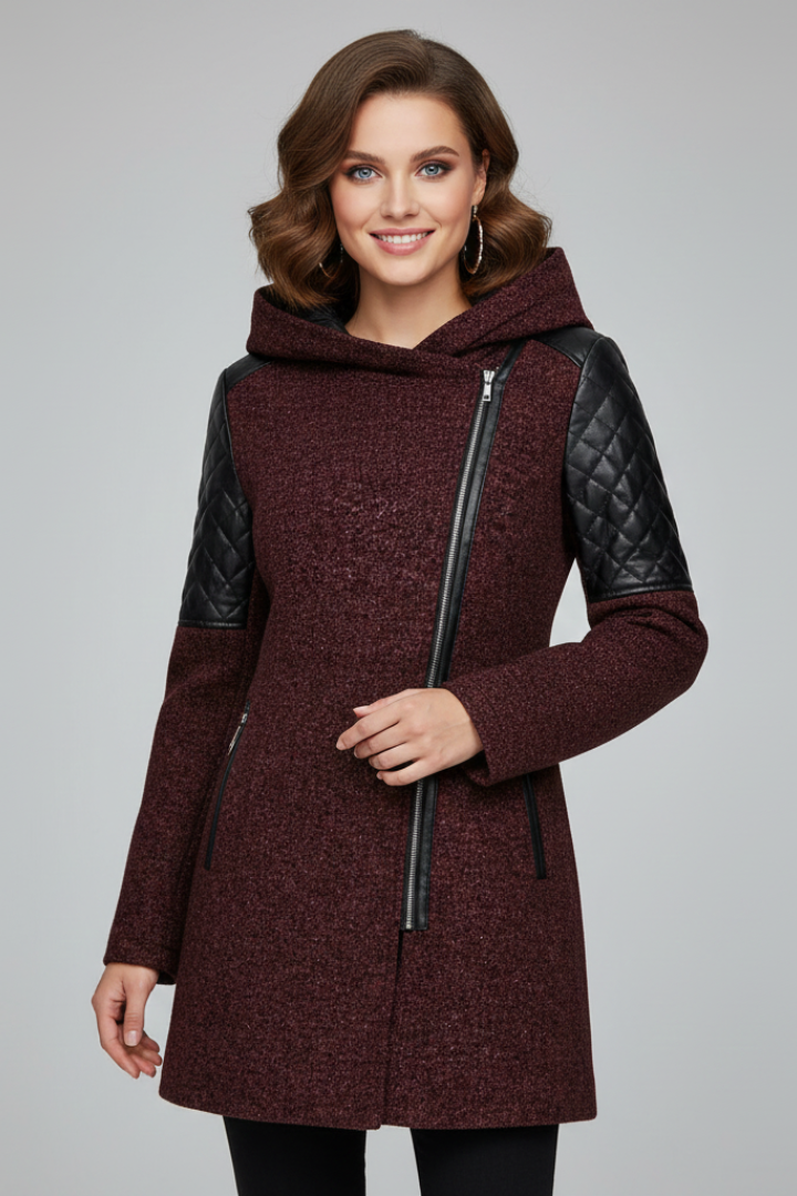 Women’s Long Coat with Hood and Zip