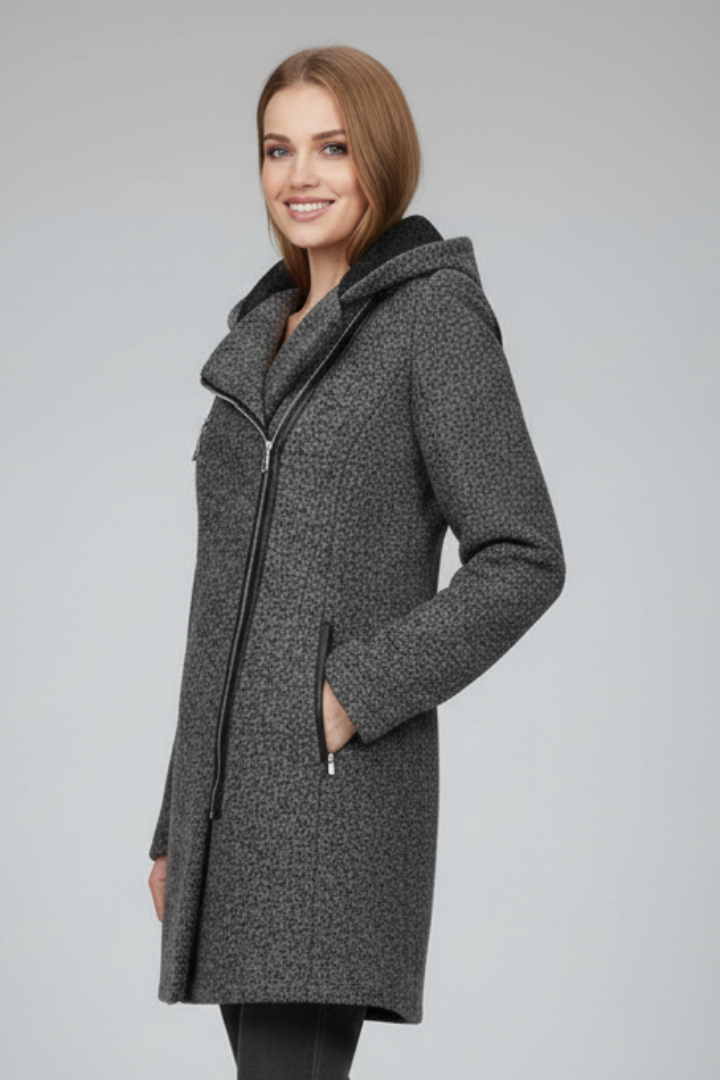 Women’s Long Coat with Hood and Zip
